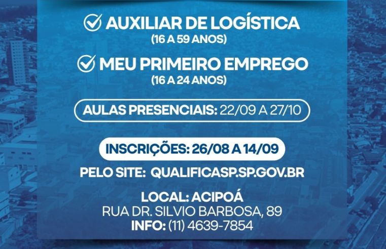 Poá abre inscrições para cursos gratuitos do Qualifica SP nesta terça