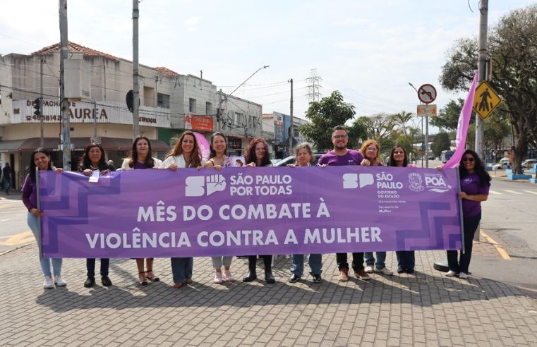 Agosto Lilás em Poá mobiliza cidade contra violência à mulher