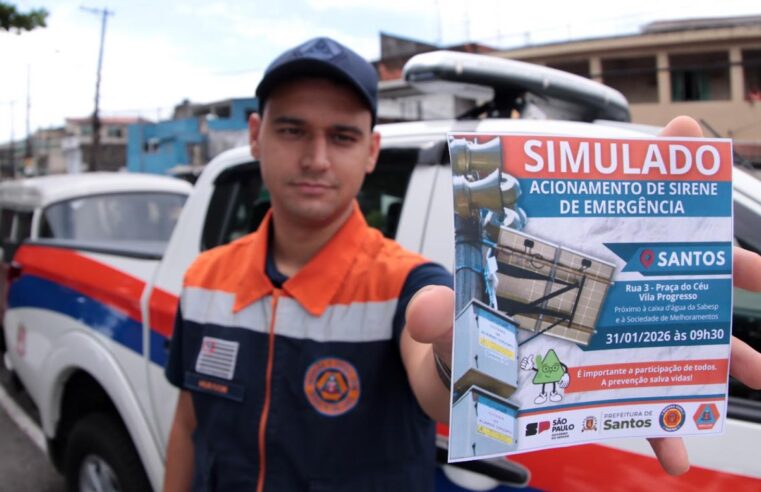 Santos testa nova sirene de alerta em simulado da Defesa Civil