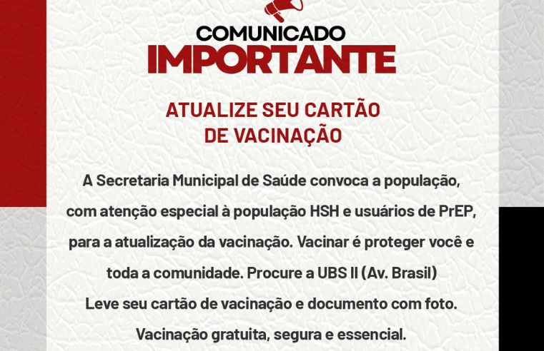 Santa Isabel reforça vacinação para HSH e usuários de PrEP