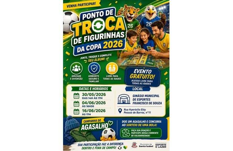 Santa Isabel promove encontros de figurinhas da Copa 2026
