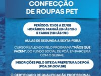 Confecção de roupas pet rende curso gratuito em Poá