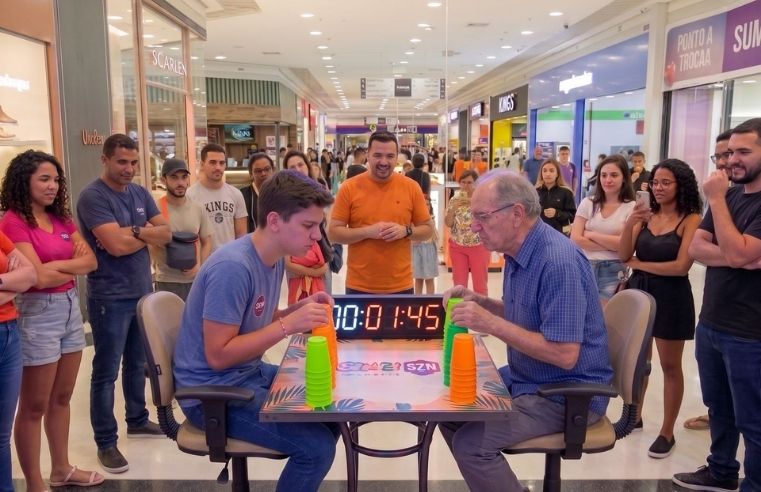 Suzano Shopping promove desafio de torre de copos no domingo